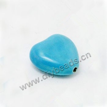 bead,porcelain, blue,25*27mm double-sided heart, 3mm hole, sold per pkg of 3 bags (10pcs/bag).