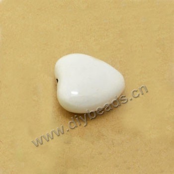 bead,porcelain,white,25*27mm double-sided heart, 3mm hole, sold per pkg of 3 bags (10pcs/bag).