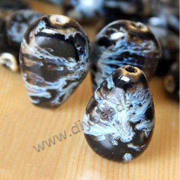 Bead , fancy glaze porcelain,black, 22*32*12mm heart-shaped. Sold per pkg of 20 beads. 