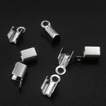 Clasps, stainless steel, silver color, 3mm end clips for cords. Sold per pkg of 1000pcs.