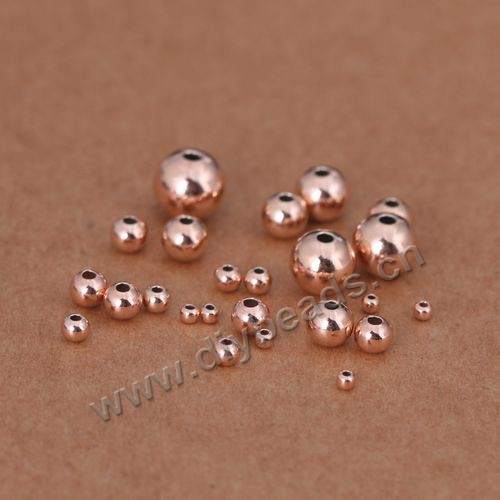 Bead,rose plated,925 sterling silver,6mm with 1.3mm hole, Sold per pkg of 50 pieces.