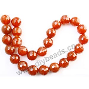 Bead, red agate (dyed), 12mm 128-faceted round, Mohs hardness 6-1/2 to 7. Sold per 15-inch strand.
