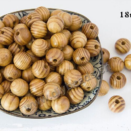 Beads,pine wood,natural pine,round, 18mm. Sold per pkg of 1000ps