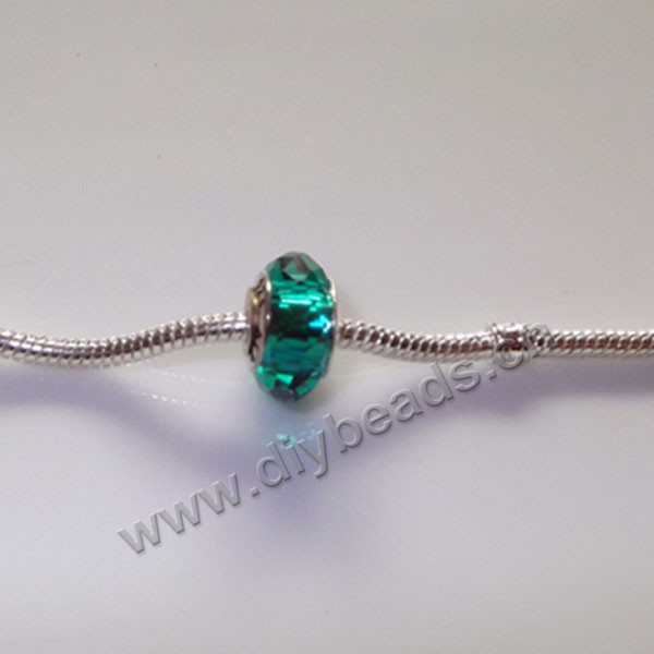 beads,glass, large hole beads green, 14x8.5mm. Sold per pkg of 20ps