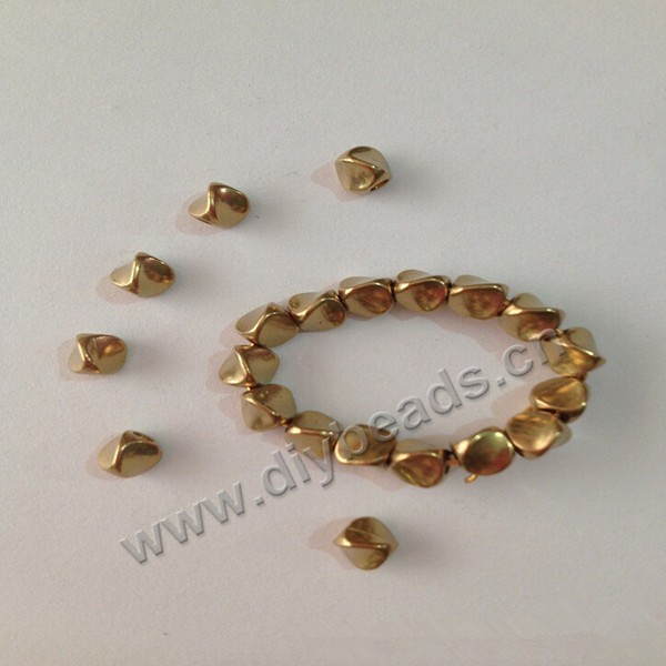 Bead, brass twist beads, 4.5mm,  ntural brass color  Sold per pkg of 1 bag-50 pieces.