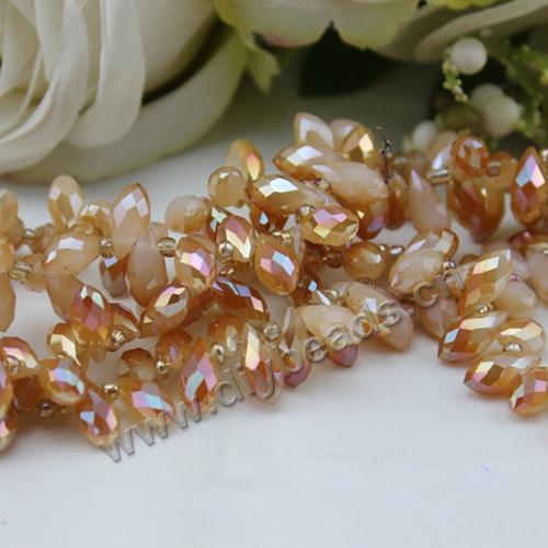 Bead, orange color, 6x12mm top-drilled faceted teardrop, diy beads, Sold per pkg of 1 strands-(100ps/strand).
