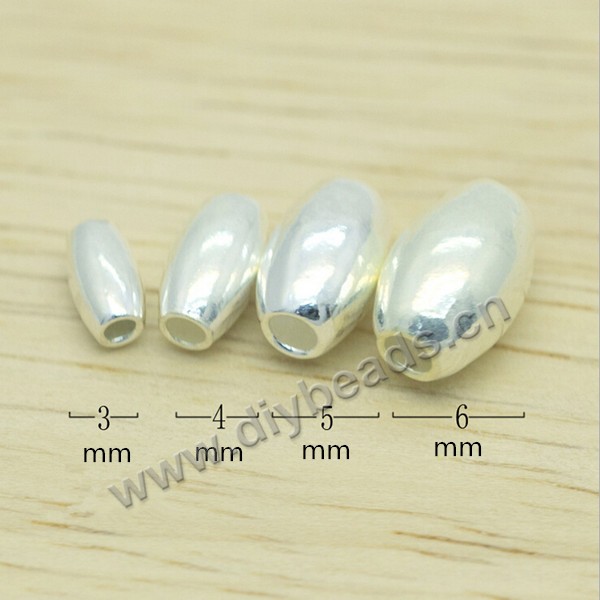Bead, 925 sterling silver, 3--6mm,  drum shape Sold per pkg of 1 bag-50 pieces.