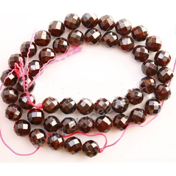 Bead, garnet (natural),wine, 8mm 64-faceted round,Mohs hardness 7 to 7-1/2. Sold per 15-inch strand