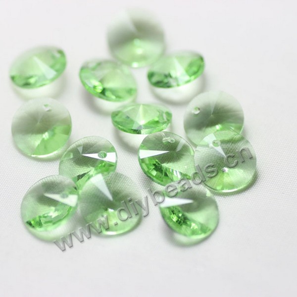 Bead, glass, light green, 10mm faceted satellite, sold per pkg 5 bags.