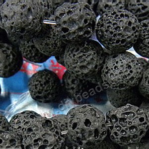 Bead,  lava rock (natural), 18mm round. Sold per 16-inch strand.