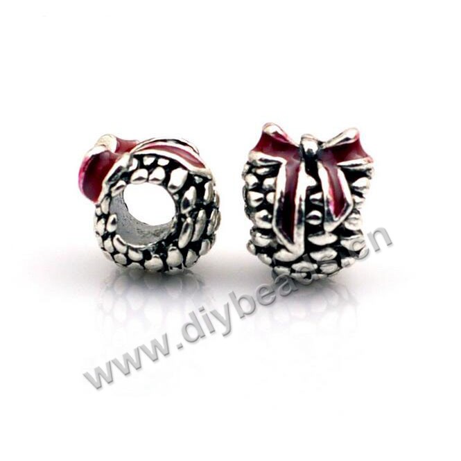 Bead,big-hole beads,hot sale in europe and america christmas style alloy beads,enamel pine cones shape beads,Sold per pkg of 5ps