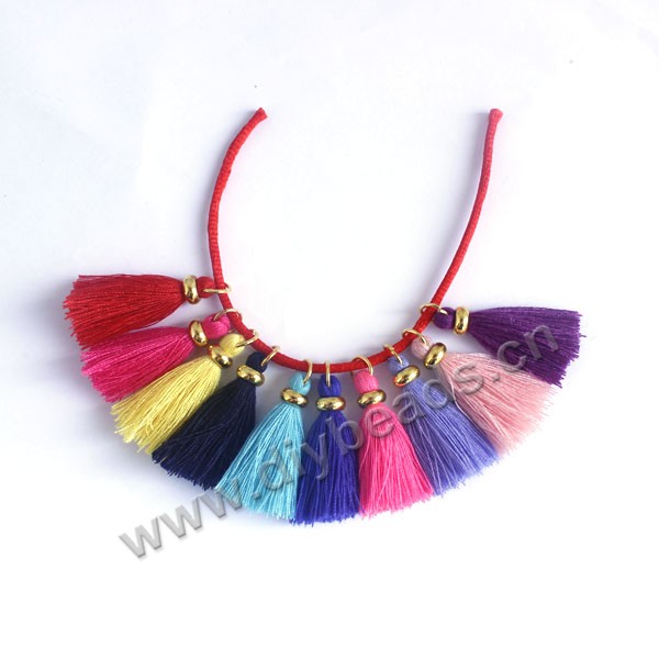 Tassel, cotton, mini tassel with gold charm beads, colorful  4cm length, Sold per pkg of 100pcs.