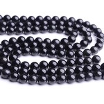 Bead, black obsidian (natural), 8mm round, A grade. Sold per 16-inch strand