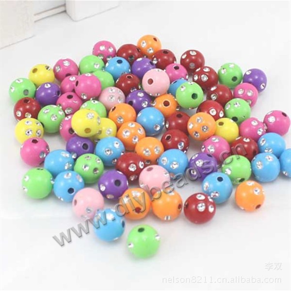 Bead, acrylic, diamond mixed color, 8mm round. Sold per pkg of 500gram