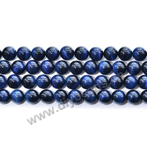Bead, blue tigereye beads (dyed), 8mm round loose beads. Sold per 16-inch strand