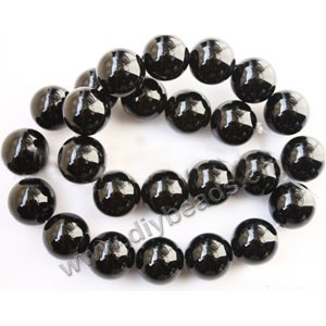 Bead, black agate (dyed),18mm round. Sold per 15-inch strand.