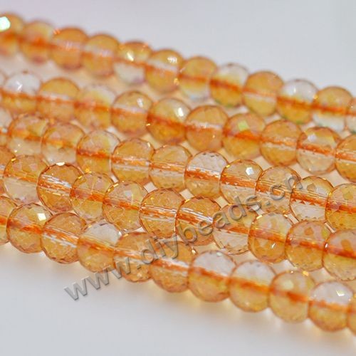 luxury bead,AB yellow color,rondelle faced glass beads,6x8mm,per pkg of 10strands