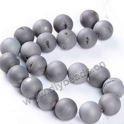Bead,geode agate,grey color,frosted 8mm round, Sold per one strand.