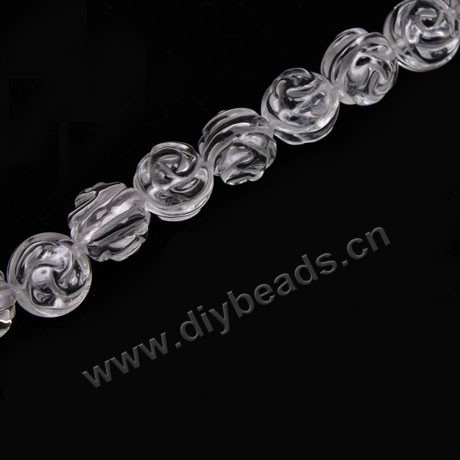 Bead,clear quartz crystal (natural), 12mm carved double side flower. Sold per 15-inch strand