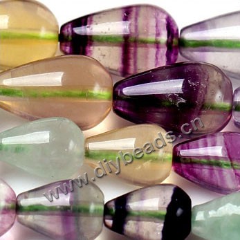 Bead, rainbow fluorite (natural), 8x12mm teardrop. Sold per 15-inch strand.