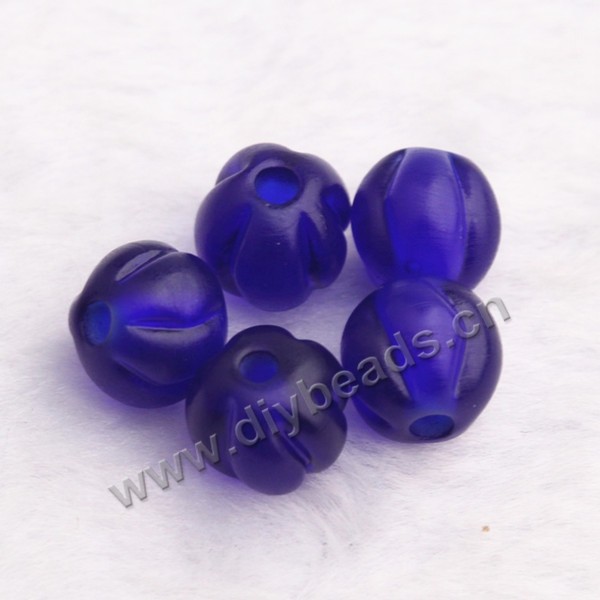 Bead, lampworked glass, pumpkin, frosted, dark blue, 8mm. Sold per pkg 1 bag-100 pieces. 
