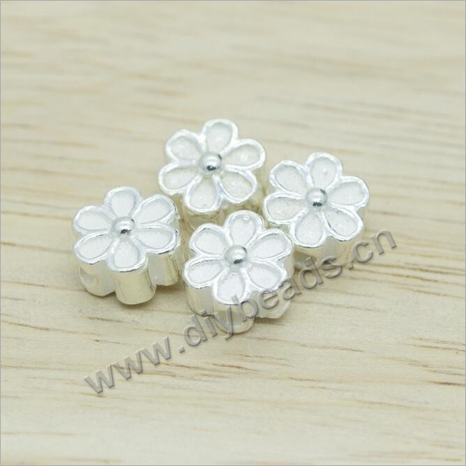 Bead,large-hole beads,925 sterling silver big-hole beads,flower handmade silver spacer beads,Sold per pkg of 50pcs