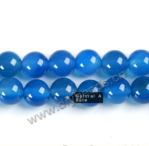 Wholesale high quality natural 8mm round blue agate beads loose gemstone beads