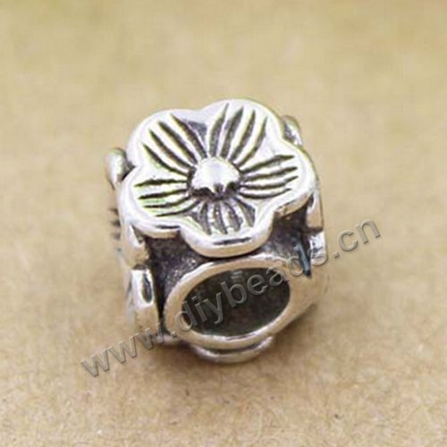 Bead,s925 thai silver, 7.2x7.7mm, 1.7g,cube with 4mm hole,carved flower,Sold per pkg of 10 pieces.