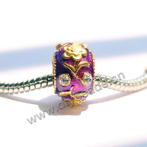 enamel Bead,big-hole beads,alloy,rondelle,15x8mm with 4.0mm hole. Sold per pkg of 50ps