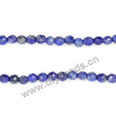 Bead, lapis lazuli (nautral), 2mm faceted round, blue. Sold per 15-inch(38cm) strand
