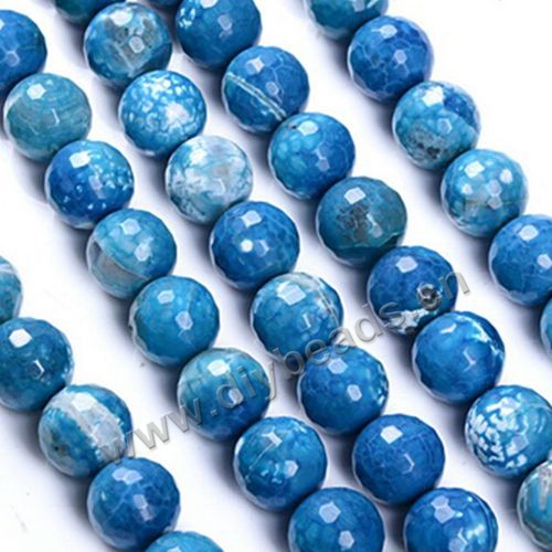 Bead,agate,blue color,smooth 8mm round, Sold per 5strands.