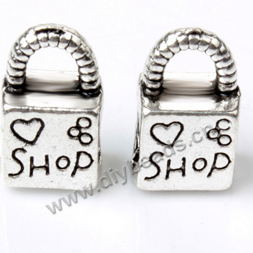 Bead,big-hole beads,alloy,8x13mm key,silver,Sold per pkg of 50ps