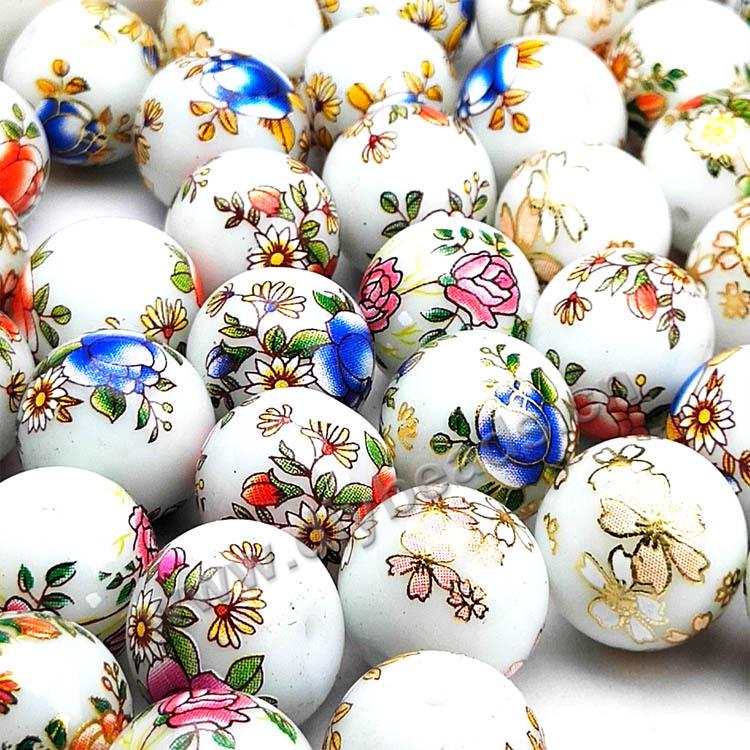 14mm Japanese style crystal Painted Beads round lampwork glass beads