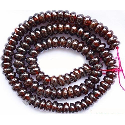 Bead, garnet (natural), 6mm rondelle. Sold per 15-inch strand.