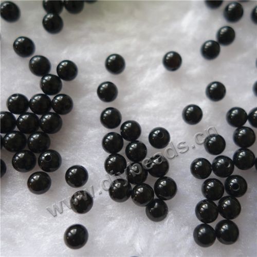 Bead,agate,black color,half drilled,4mm round, Sold per 100pcs.