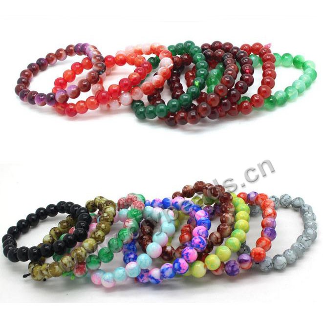 Bracelet, Glass pearl beads,mix color,8mm.Sold per pkg of 20 pieces