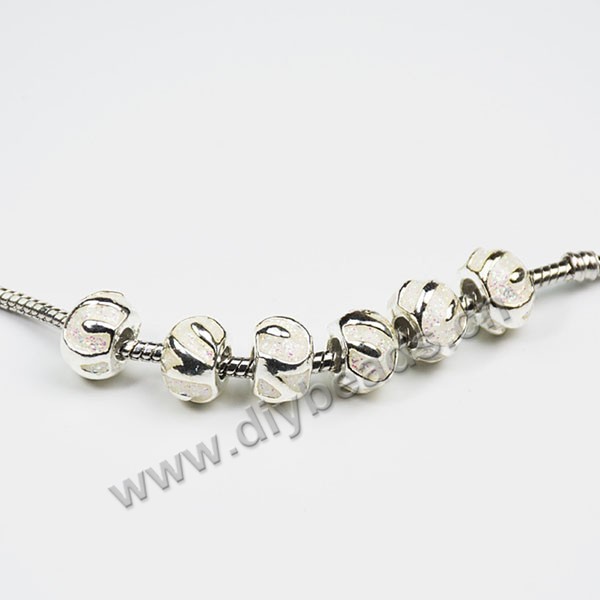 Bead,big-hole bead,alloy,pink rondelle,Sold per pkg of 10ps