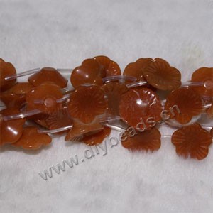 Bead, red aventurine (natural), 20mm carved flower. Sold per 16-inch strand.