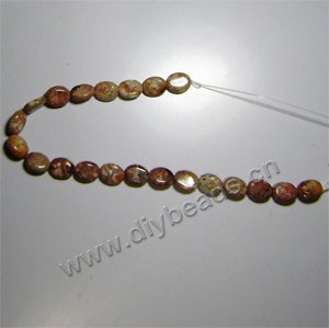 Bead,  imperial Jasper(dyed), red, 8x10mm flat oval. Sold per 16-inch strand .factory price. 