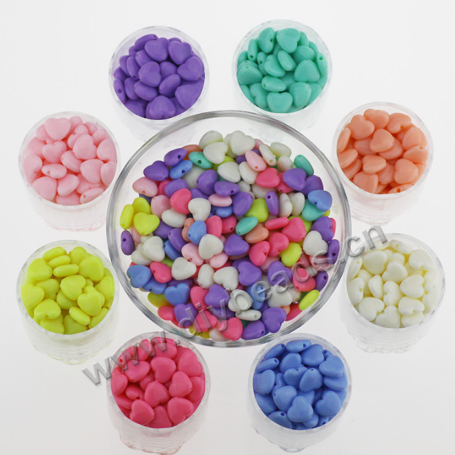 Wholesale 12mm mixed color candy heart shape acrylic beads components beads for children's DIY making