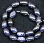 Bead, blue goldstone (manmade), 10x14mm oval. Sold per 16-inch strand
