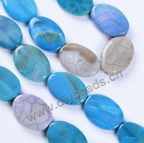 Bead,fire agate,blue color,30x20mm oval, Sold per one strand.