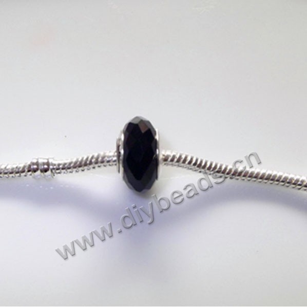 beads,glass, large hole beads black, 14x8.5mm. Sold per pkg of 20ps
