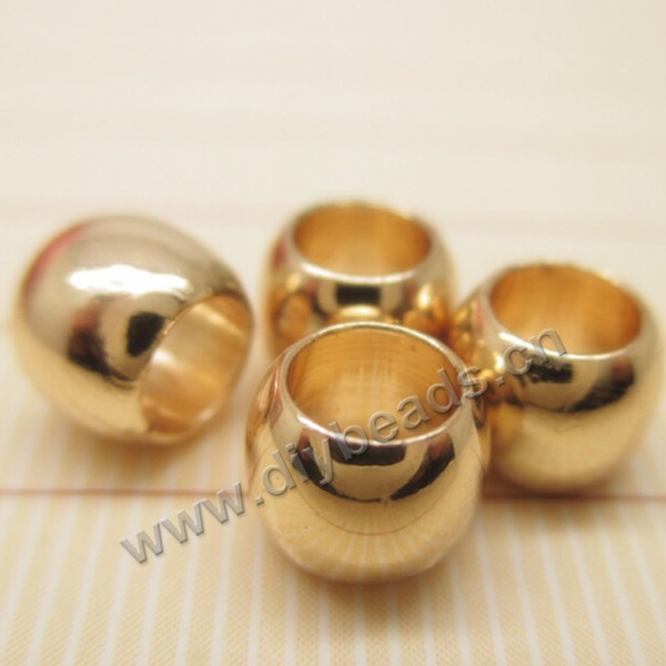 Bead,copper, 24k gold plated, 6*5mm hole 5mm flat round,Sold per pkg of 30 pieces.