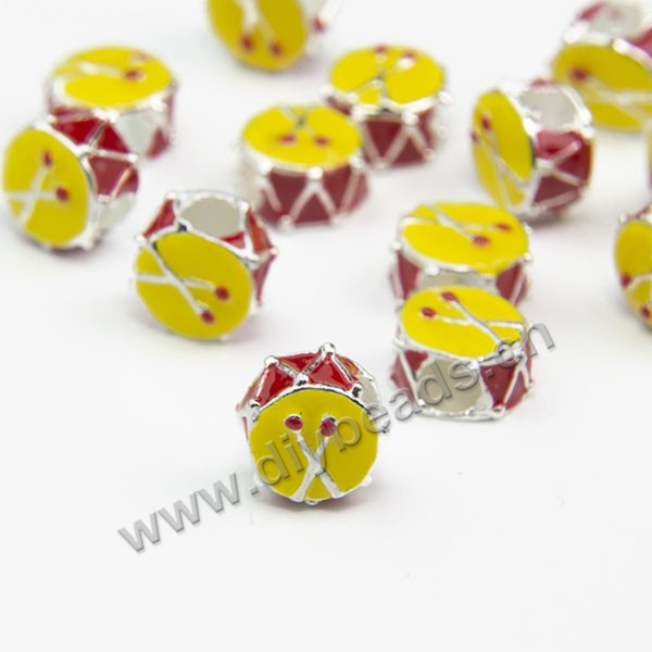 Bead,big-hole bead,alloy,yellow drum,Sold per pkg of 10ps