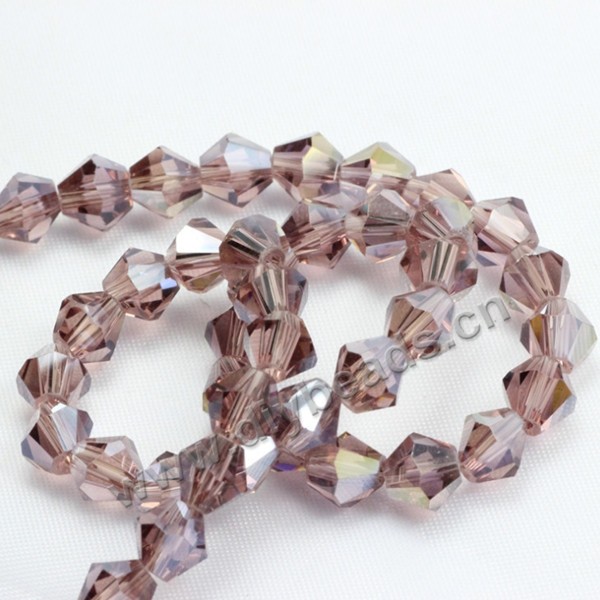 beads, glass, light purple AB, facted bicone beads, 8mm, sold per package of 5 strands-(40pcs/strand).
