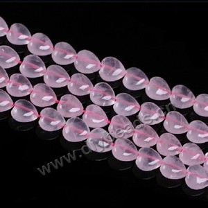 Bead, rose quartz (natural), 10x10mm puffed heart. Sold per 15-inch strand