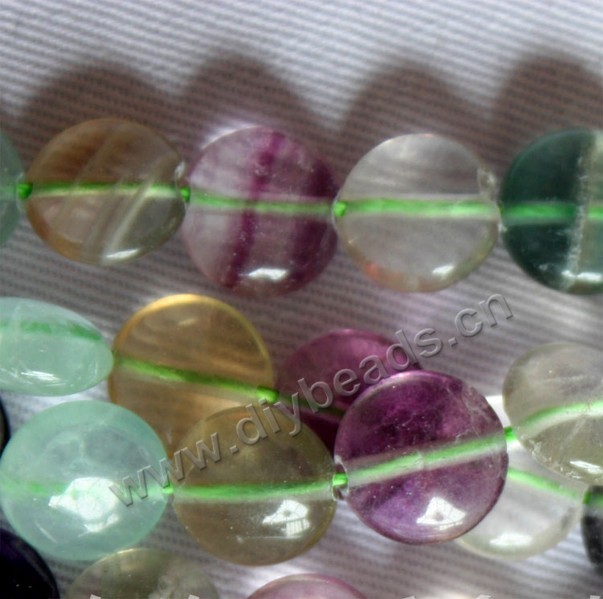 Bead, rainbow fluorite (natural), 10mm puffed round. Sold per 15-inch strand.