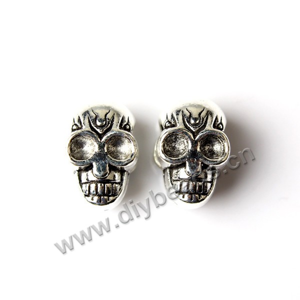 Bead,big-hole beads,zinic alloy ,skull metal beads,8*12mm ,Sold per pkg 100pcs