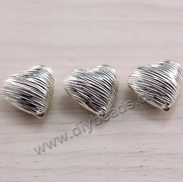 Bead, 925 Thai silver, heart, 18*17mm, 2mm hole, Sold per pkg of 1 bag-2 pieces.